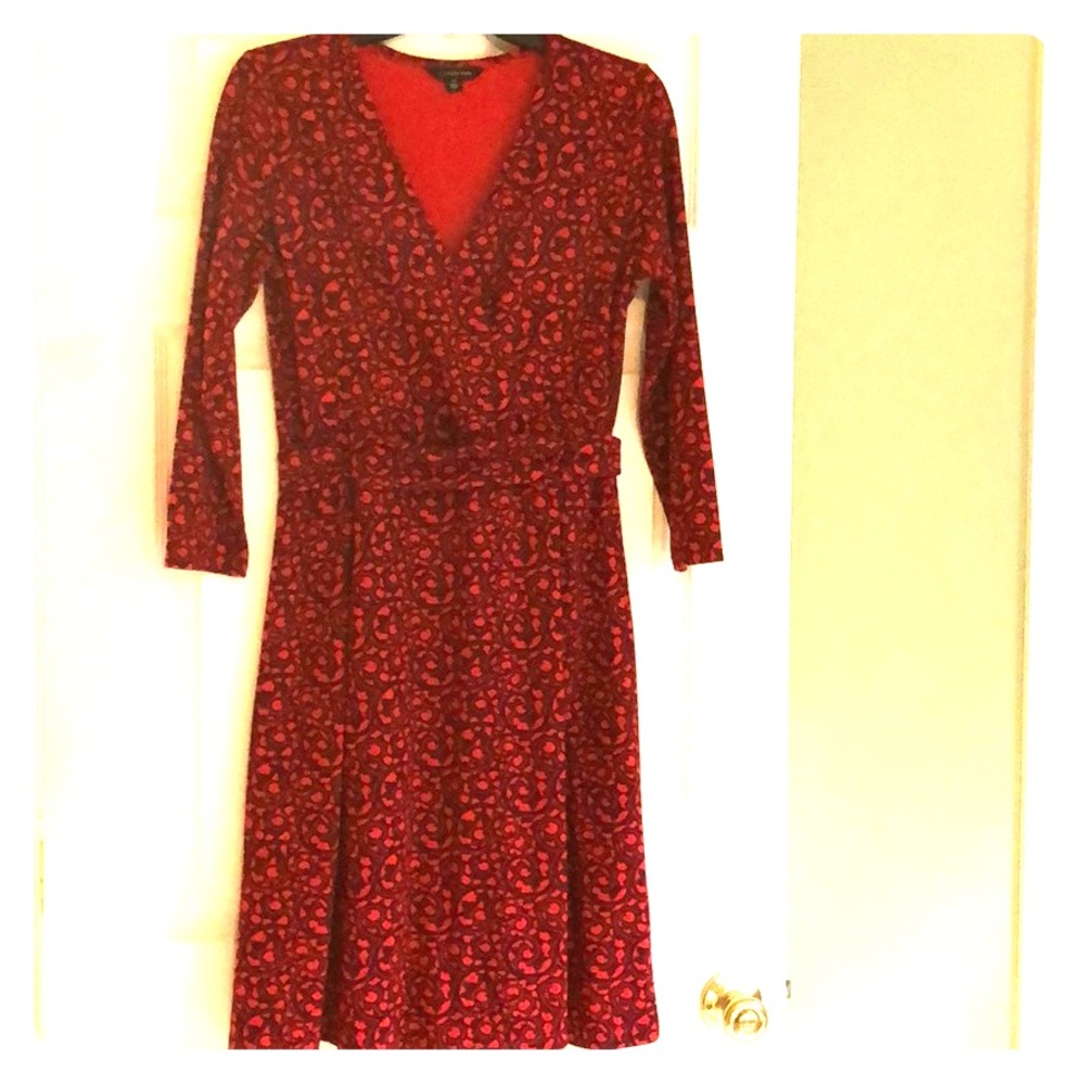 Red pattern fit & flare dress